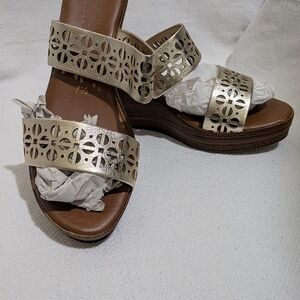 Italian Shoemakers Gold Wedge Sandals